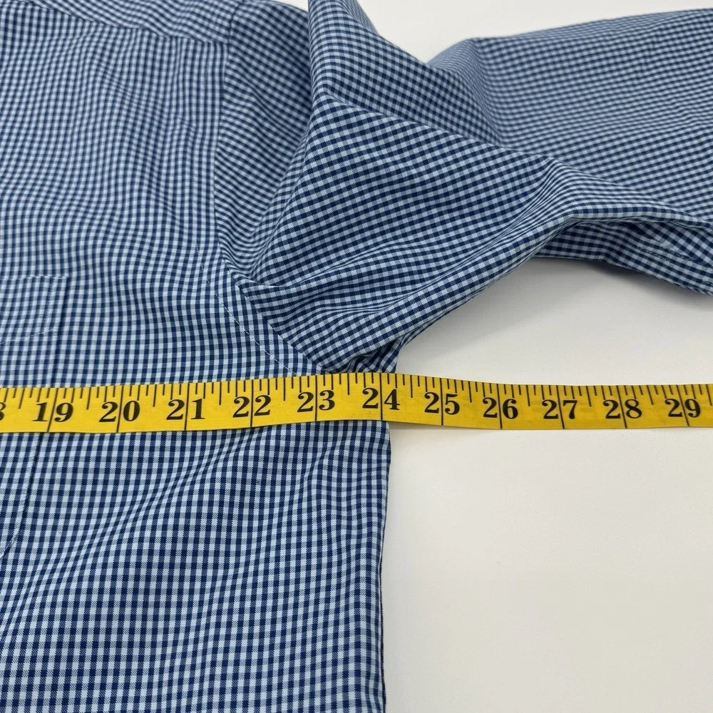 L.L. Bean Blue Gingham Button Down Shirt Men 16-33 Traditional Fit Cotton Office